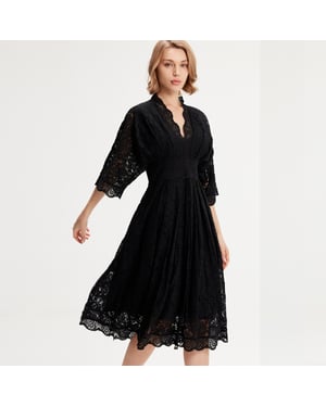 Kimono-Ärmel Spitzenkleid