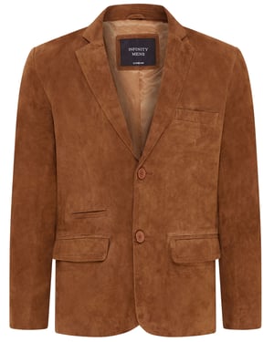 Herren Slim Fit Italienischer Blazer aus Ziegenwildleder in Hellbraun - Somero