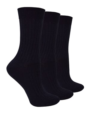 3 Paar Damen Original Merinowollsocken | Steven | Atmungsaktive dicke warme Stiefelsocken - Schwarz