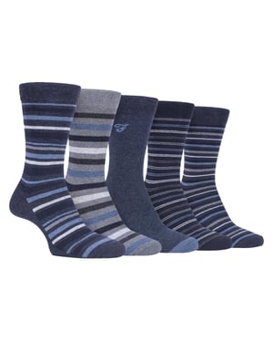 Farah - 5er-Pack Herren dünne atmungsaktive klassische gestreifte gemusterte weiche Baumwolle Kleid Socken - FCS271DENTEL (gestreift)