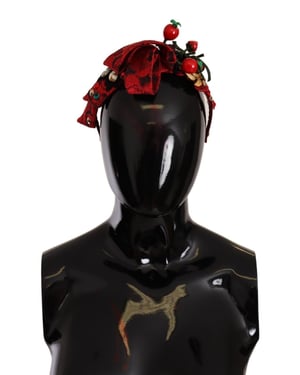 Dolce & Gabbana Red Tiara Berry Fruit Crystal Bow Hair Diadem Women's Bandband
