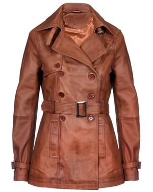 Mittellanger Damen-Trenchcoat aus Leder – Oakham
