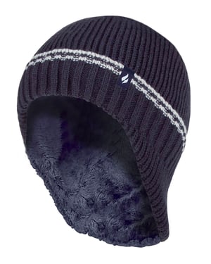 Wärmehalter - Jungen Patrouille gerippt Bobble Pom Pom Hut für Winter - Navy