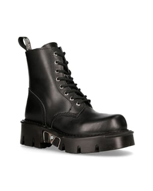 New Rock Unisex Schwarze Gothic-Militär-Bikerstiefel - MILI084N-S3