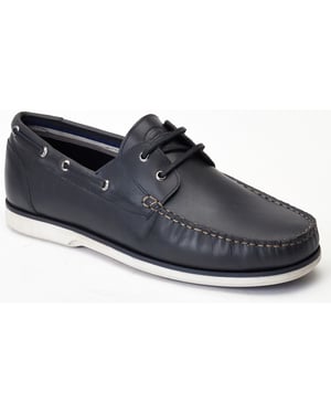 Base London Stern Leder Herren Dunkelblaue Bootsschuhe