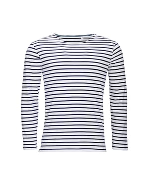SOLS Mens Marine Long Sleeve Stripe T-Shirt (Weiß/Marine)