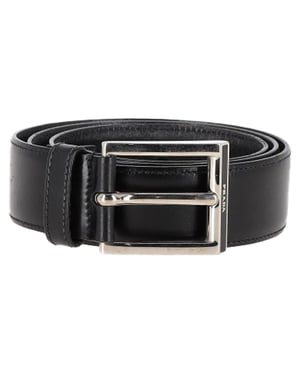 Prada Silberne Schnalle Gürtel aus schwarzem Leder