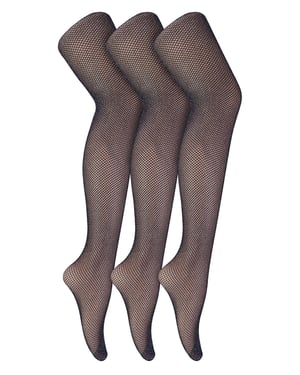 3 Paar Multipack Netzstrumpfhosen für Frauen | Sock Snob | Stylish Footed Pretty Stocking Ideal für Dance Party - Schwarz / Silber