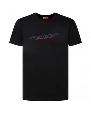 Schwarzes T-Shirt mit Diesel Industry Denim Division-Logo