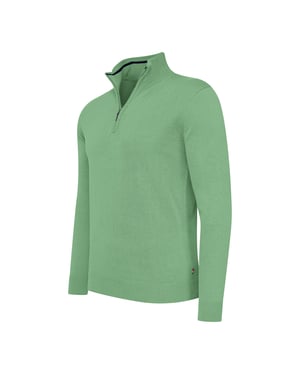 Cappuccino Italia Bergamo Zip Pullover für Herren. Der Pullover besteht aus 50% Baumwolle und 50% Polyester und hat eine normale Passform. Der Pullover hat einen Stehkragen, der je nach Geschmack mit einem Reißverschluss geöffnet oder geschlossen werden kann.  Marke: Cappuccino ItaliaModellname: Bergamo Zip Pullover (mit Hemdkragen)Kategorie: Pullover für HerrenMaterialien: Baumwolle, AcrylFarbe: grün, weiß