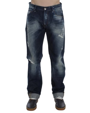 Huit Hommes Blue Wash Cotton Denim Regular Fit Jeans