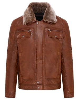Hellbraune Trucker-Hemd-Lederjacke für Herren - Tornio