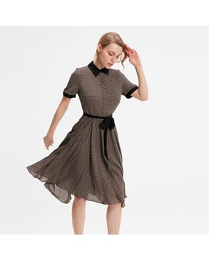 Bedrucktes Hemdkleid mit Druck und kontrastierendem Kragen
