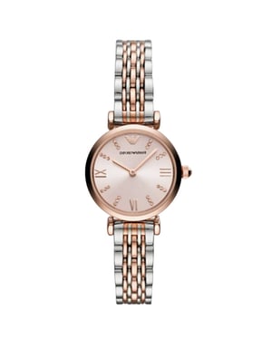 Emporio Armani AR11223 Rosa Zifferblatt zwei Töne Damenuhr