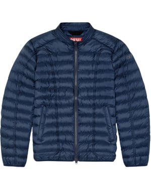 Einfarbige wattierte Jacke in Marineblau von Diesel