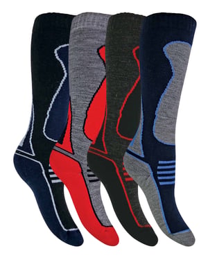 4 Paar Herren Damen Kinder Lange Kniestrümpfe aus Wollmischung Ski Socken