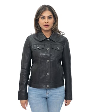 Damen-Trucker-Jeansjacke aus Leder – Anderlecht