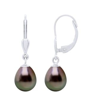 Ohrringe aus Silber 925 und echten Tahiti-Zuchtperlen Birne 8-9 mm