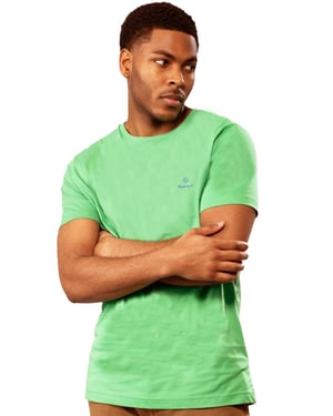 Gant | Herren T-Shirt mit Rundhalsausschnitt Kontrast Logo - Grün