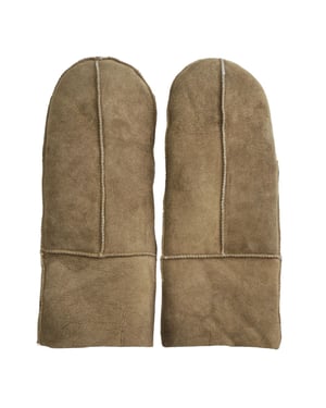 Damen-Fäustlinge aus echtem Wildleder und Schaffell, hellbraun, warme Handschuhe