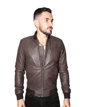 Herren-Bomberjacke im Retro-Uni-Stil aus Leder – Pretoria