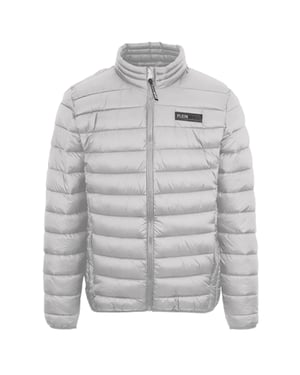 Plein Sport Patch Logo Dunne wattierte graue Jacke