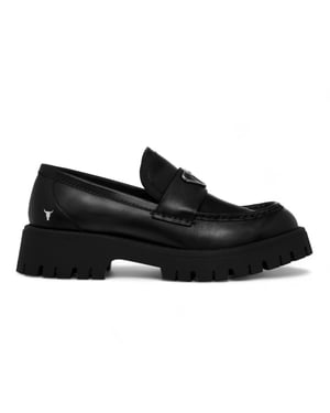 Windsor Smith – Klobige Loafer aus schwarzem Leder – Thron
