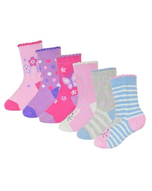 6 Paar Baby Mädchen Schmetterling Design Socken | Socken Snob | Weiche bequeme Tier Socken für Kleinkinder - Tier