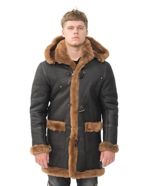 Winter-Dufflecoat aus Schaffell für Herren mit Kapuze – Helsinki