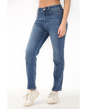 Damen Magic Shaping High Waisted Straight Leg Jeans in Blau