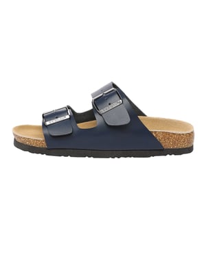 EVER AU Frauen Mallard Leder Zwillingsschnalle Sandalen - Navy Leder