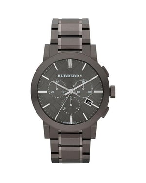 Burberry BU9354 Herrenuhr mit grauem Karo und Ionenplattierung aus Edelstahl