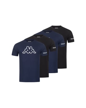 Kappa 4er Set T-Shirt LOGO in Schwarz/Blau