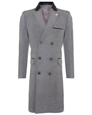 Herren 3/4 langer zweireihiger grauer Crombie-Mantel aus Wollmantel Peaky Blinders