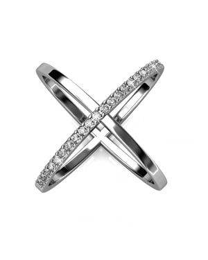 X Duo Ring - Silber und Kristall