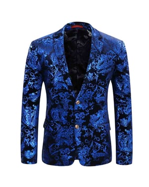 Stilvolles blaues Blazerkleid mit Blumenmuster