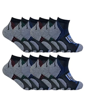 12 Paar Multipack Herren-Radsport-Socken | Sock Snob | Schwarze Low Cut Socken | Ideal für Laufen, Fitnessstudio & Sport - Schwarz