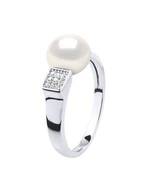 Ring Verstellbarer Süßwasserperlenschmuck 9-10mm Weiß 925