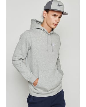 Nike Club Pullover Hoodie mit gesticktem Logo in Grau