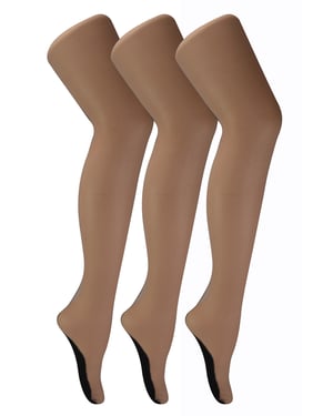 Sock Snob Damen Vintage Nahtstrumpfhose | 3 Paar Multipack | 40 Denier kniehohe, ultraglänzende Strumpfhose mit Line-Up auf der Rückseite, Hautfarben/Schwarz