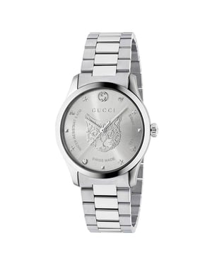 Gucci YA1264095 G-Timeless Silbernes Zifferblatt Unisex-Uhr