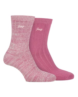 Womens Walking Boot Socken | Jeep | 2 Pack High Performance Polyester Running Socken - Cerise / Creme