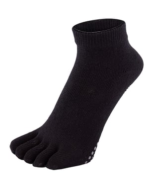 TOETOE - Herren- und Damen-Yoga-/Pilates-Socken mit Anti-Rutsch, feuchtigkeitsableitend, knöcheltief - Schwarz