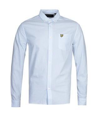 Lyle & Scott Seersucker Pool Blau Langarmhemd