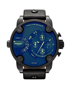 Diesel DZ7257 Bad Ass Chronograph Blaues Zifferblatt Schwarzes Leder Herrenuhr