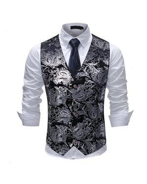 Einreihige Slim Fit Weste mit Print Silber