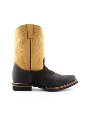 Braune Cowboy-Chelsea-Stiefel von Grinders aus Leder – Frontier