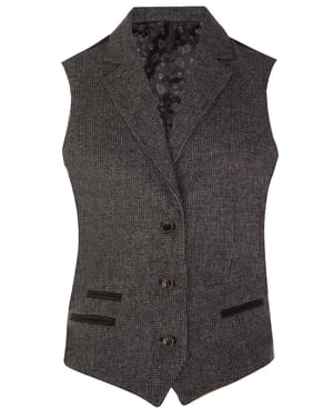Graue Weste aus Tweed im Fischgrätenmuster der 1920er-Jahre für Damen