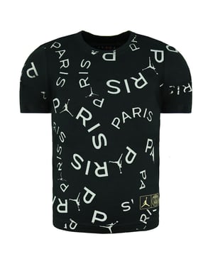 Nike Jordan Paris Sleeve Crew Neck Schwarz/Weiß Kinder gedrucktes T-Shirt DD9755 010
