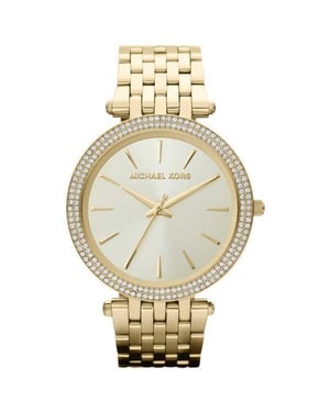 Michael Kors MK3191 Darci Glitz Gold Zifferblatt Pave Lünette Kristall Damenuhr